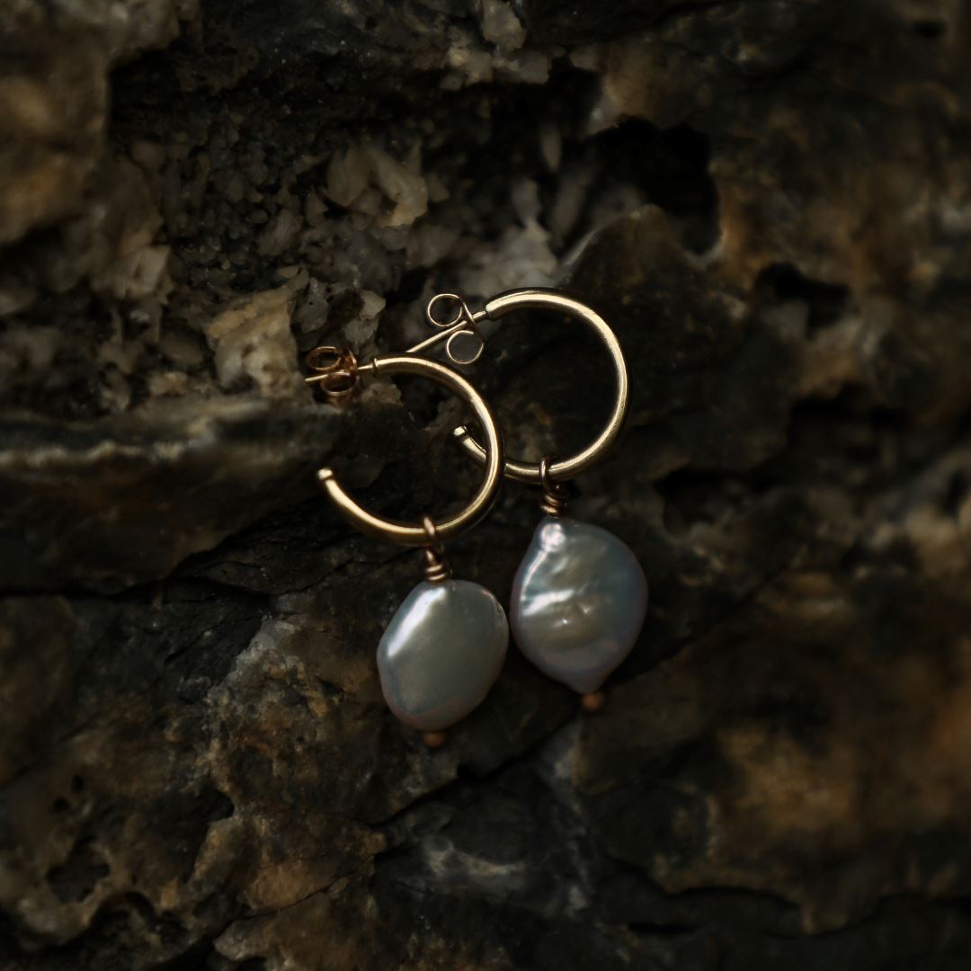 Gabrielle Hoops with Pearl Pendant Necklace Elso Jewellery