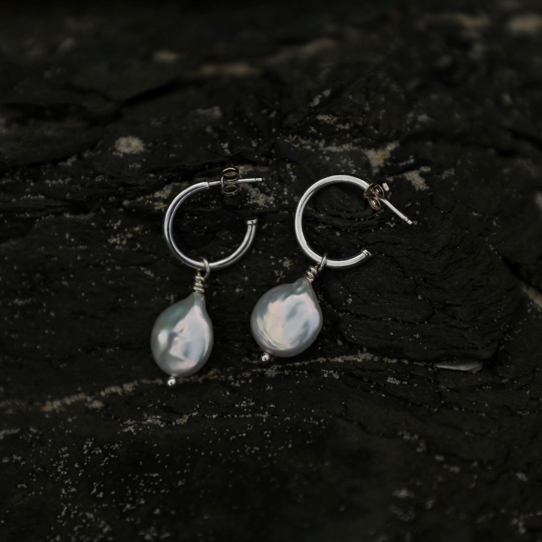 Gabrielle Hoops with Pearl Pendant Necklace Elso Jewellery