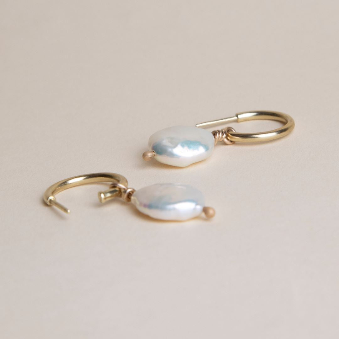 Gabrielle Hoops with Pearl Pendant Necklace Elso Jewellery 9ct Gold