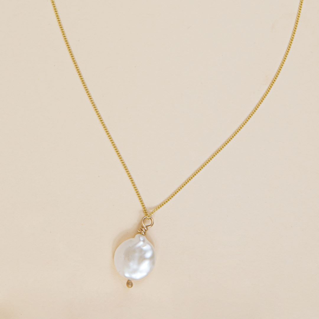 Irene Coin Pearl Necklace Necklace Elso Jewellery 9ct Gold