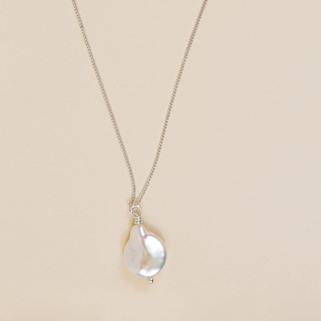 Irene Coin Pearl Necklace Necklace Elso Jewellery Sterling Silver