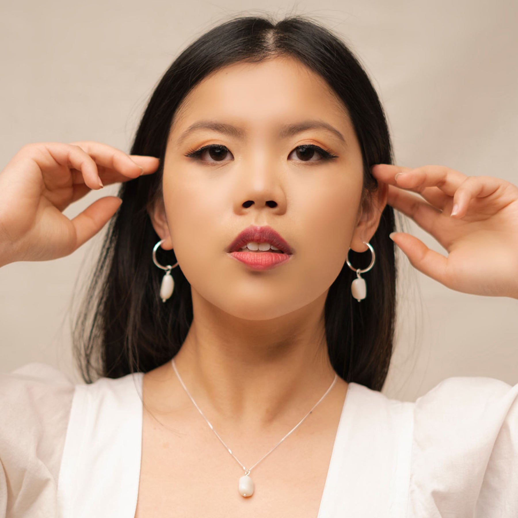 Sterling Silver Madeleine Opal Hoop Earrings Elso Jewellery