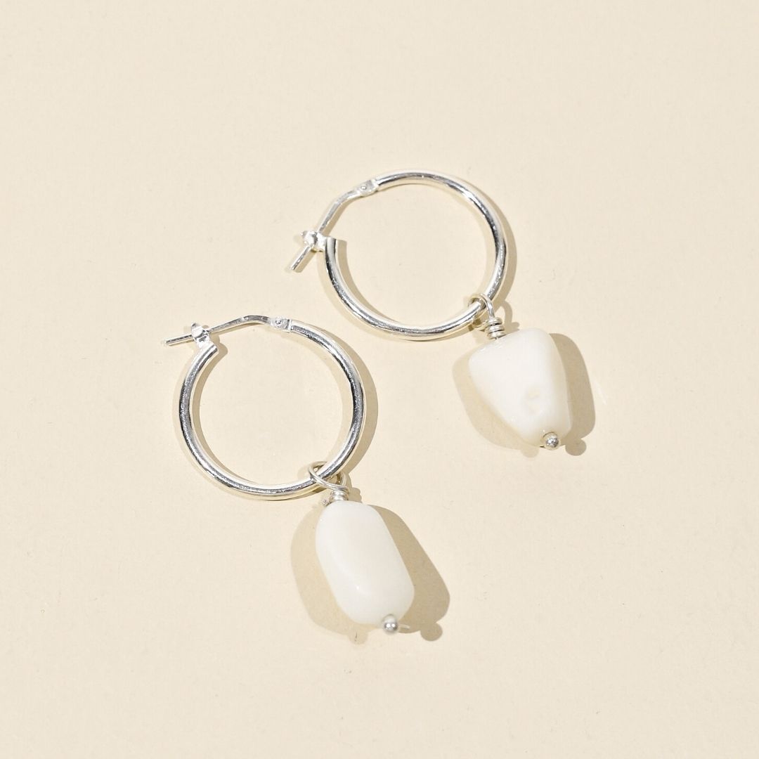 Sterling Silver Madeleine Opal Hoop Earrings Elso Jewellery 