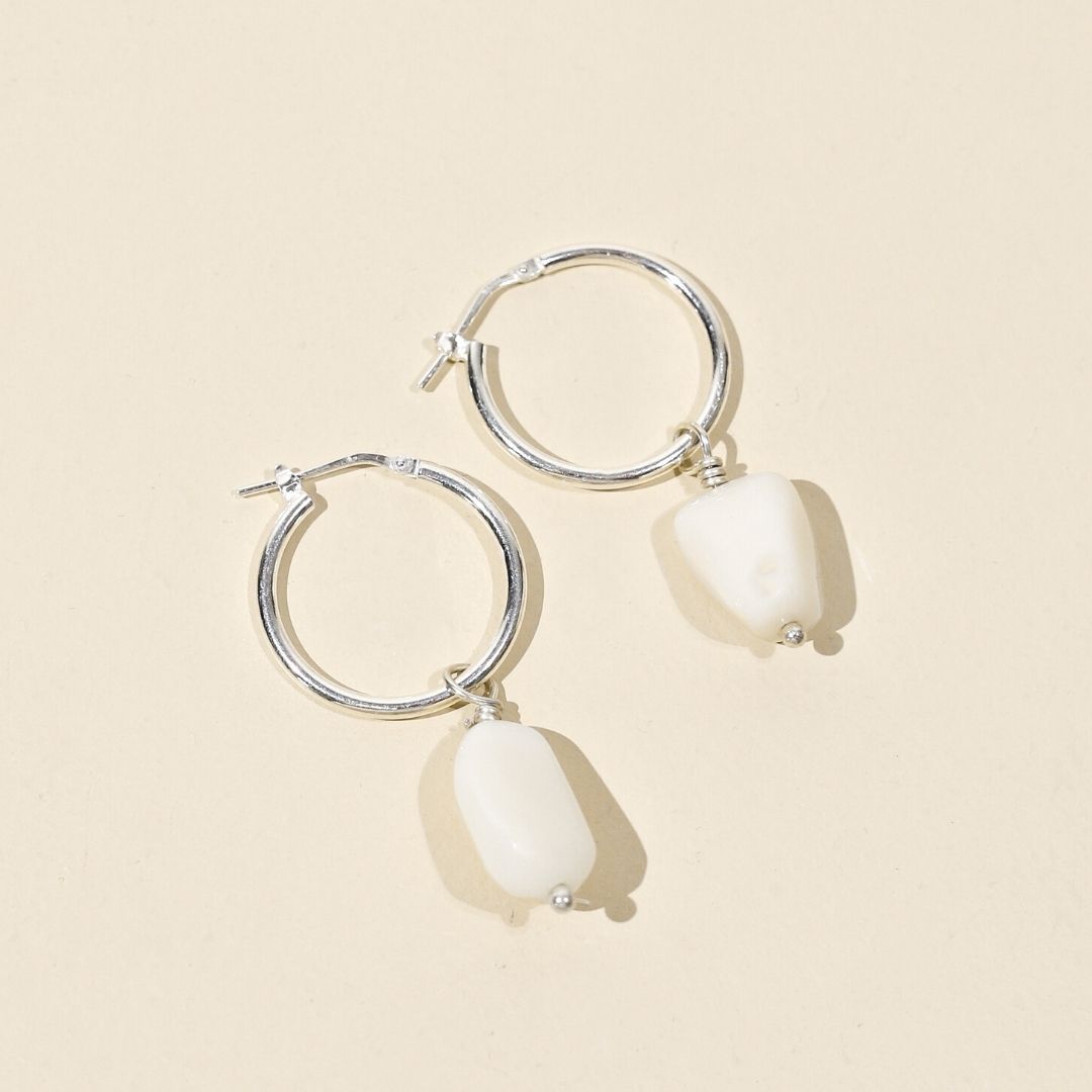 Sterling Silver Madeleine Opal Hoop Earrings Elso Jewellery