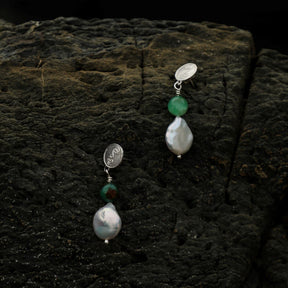 Francoise Pearl & Chrysoprase Earrings Necklace Elso Jewellery 