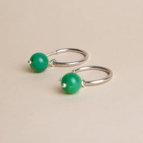 Gabrielle Hoops with Chrysoprase Pendant Earrings Elso Jewellery Sterling Silver 