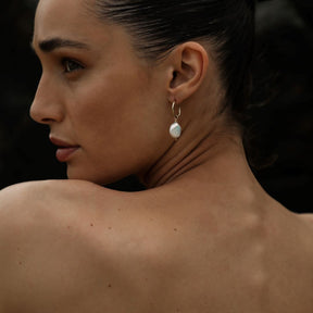 Gabrielle Hoops with Pearl Pendant Necklace Elso Jewellery 