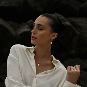 Gabrielle Hoops with Pearl Pendant Necklace Elso Jewellery 