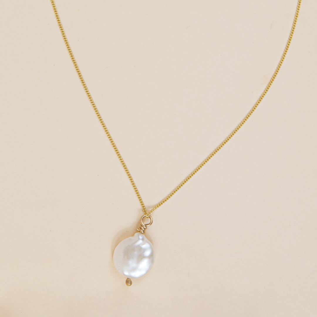 Irene Coin Pearl Necklace Necklace Elso Jewellery 9ct Gold 